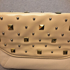 Grace Adele Crossbody Purse Clutch Bag Silver Gold Studs GLOSSY ENVELOPE office